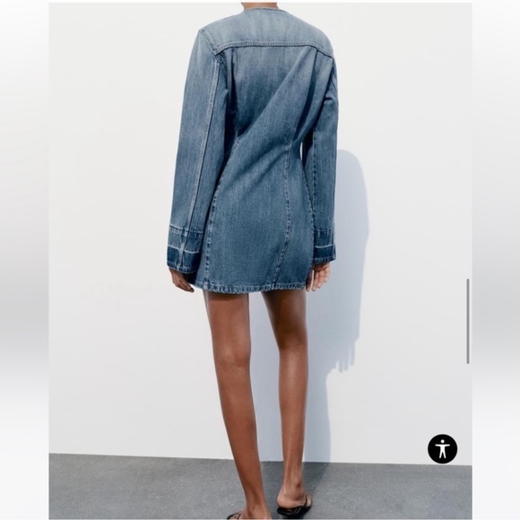 Zara Blue Denim Mini Dress - Picture 14 of 16